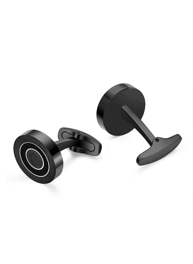 شيروتي 1881 Carlo Two Tone Silver and Black Cufflinks