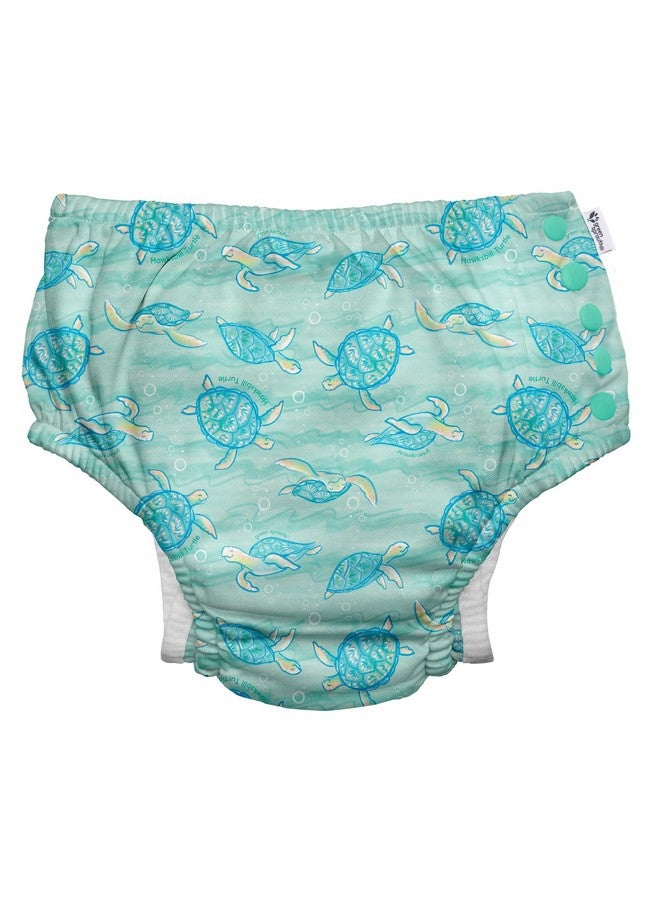 i play. by green sprouts Reusable, Eco Snap Swim Diaper with Gussets, UPF 50, 18 mo, Hawksbill Turtle - Biodiversity, Patented Design, STANDARD 100 by OEKO-TEX Certified