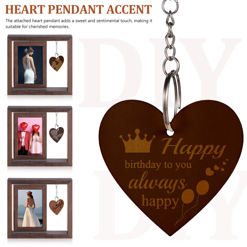 Rotating Photo Frame Double-Sided Wood Picture Frame For Couples Family Pet Tabletop Wood Display Holder Rustic Home Decor - Image 5