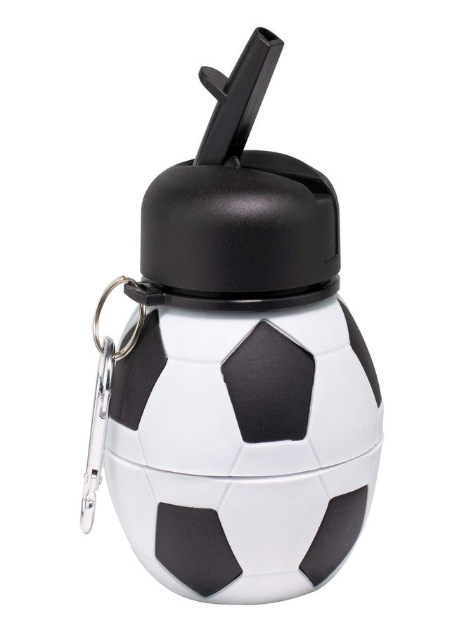 Maccabi Art Collapsible Silicone Soccer Ball Water Bottle for Kids, 18 oz BPA-Free with Clip, Leak-Proof Spout, Portable Sports Drink Bottle - Image 3
