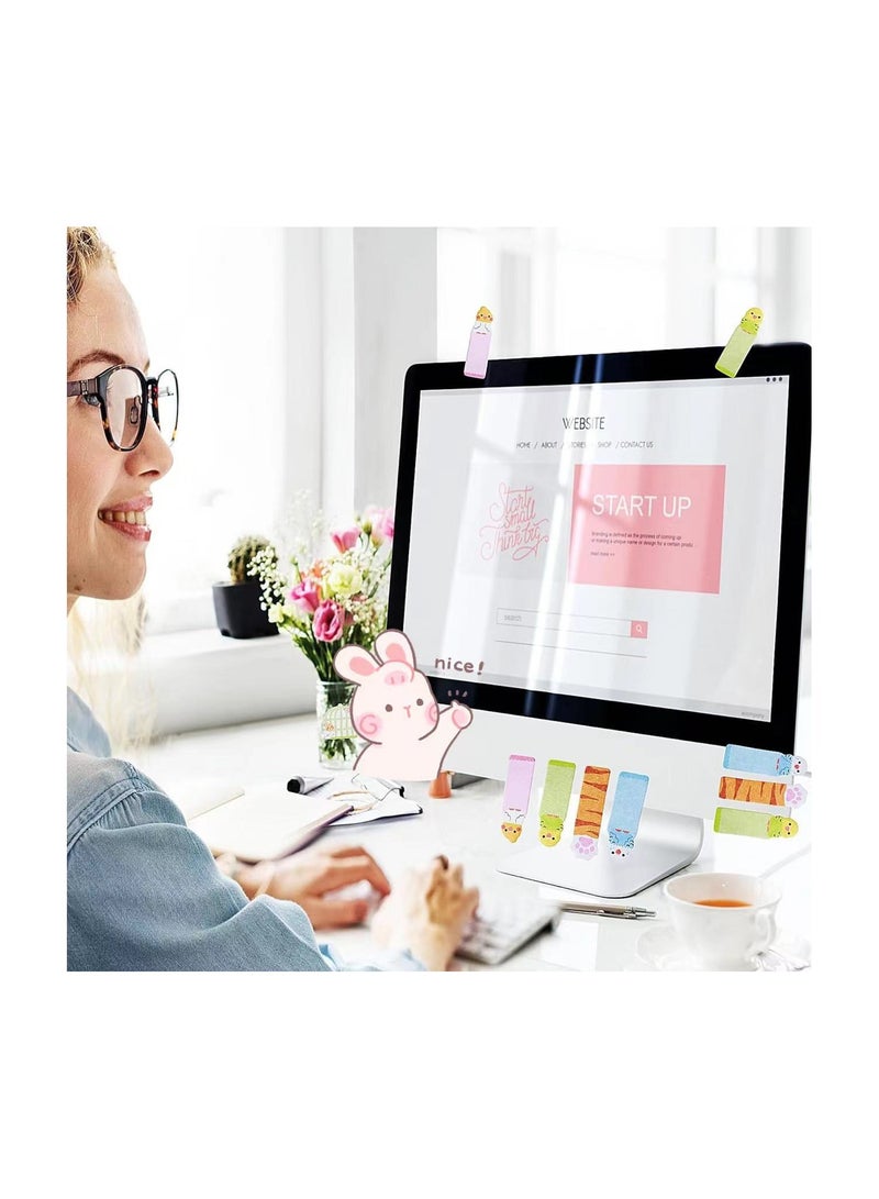 6 PCS Cartoon Animal Sticky Notes Set, Cute Animal Notepads Kawaii Memo Self-Adhesive Tabs Notes  Flags Index for Office School Students Panda Bird Cat - Image 5