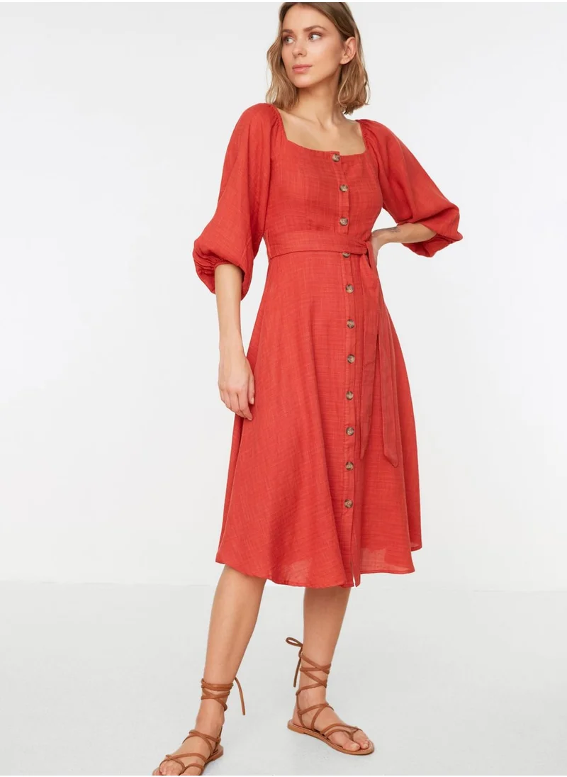 trendyol Button Down Bardot Dress