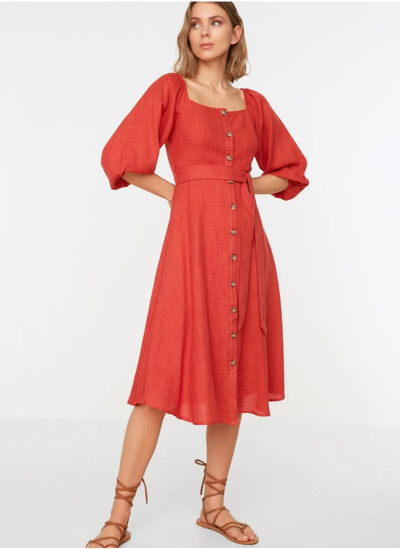 trendyol Button Down Bardot Dress