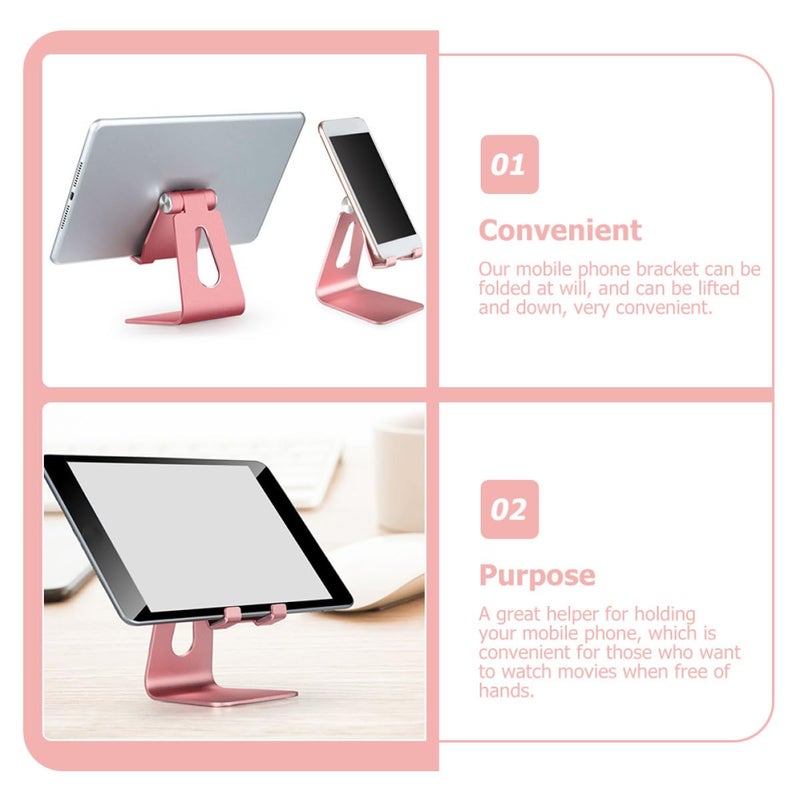 Foldable Rose Gold Metal Phone Stand Tablet Holder Portable Desktop Support - Image 4