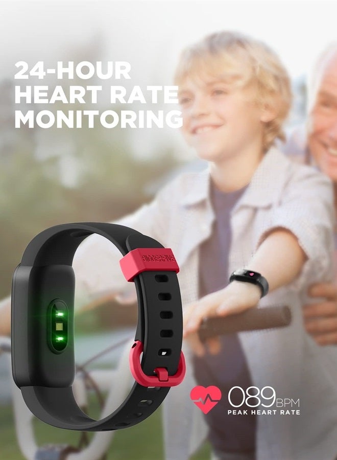 BIGGERFIVE ساعة تتبع اللياقة البدنية للأطفال Vigor للفتيات والفتيان من عمر 5-15، مقاومة للماء IP68، متتبع النشاط، عداد الخطوات، مراقب معدل ضربات القلب والنوم، ساعة عداد السعرات الحرارية - Image 4