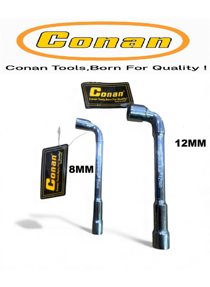 Conan 2 Pieces – Conan Long L-Type Socket Wrench Set – 8mm (Model 10005762) + 12mm (Model 10005764) – Heavy-Duty Hardened Carbon Steel for Industrial & Home Use - Image 1