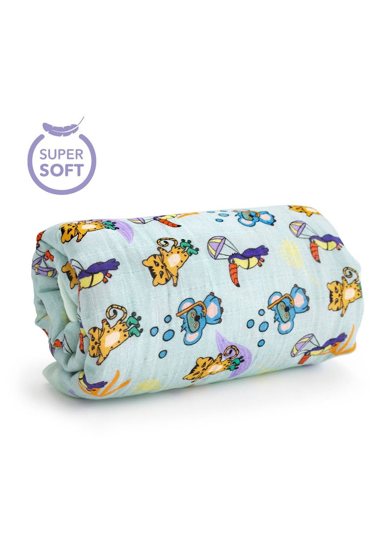 Milk & Moo - Milk&Moo Jungle Friends Baby Swaddle Blanket, Oeko-Tex Certified 100% Cotton, 4-Layer Muslin, Ultra-Soft and Lightweight for Toddlers - Image 1