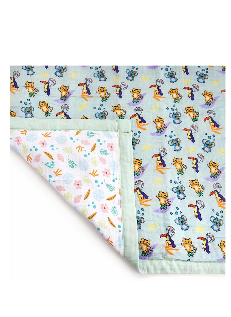 Milk & Moo - Milk&Moo Jungle Friends Baby Swaddle Blanket, Oeko-Tex Certified 100% Cotton, 4-Layer Muslin, Ultra-Soft and Lightweight for Toddlers - Image 1