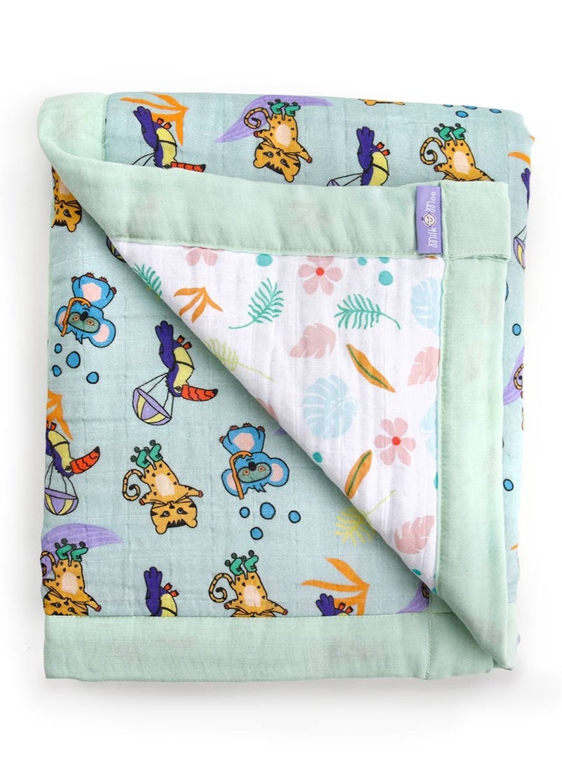 Milk & Moo - Milk&Moo Jungle Friends Baby Swaddle Blanket, Oeko-Tex Certified 100% Cotton, 4-Layer Muslin, Ultra-Soft and Lightweight for Toddlers - Image 1