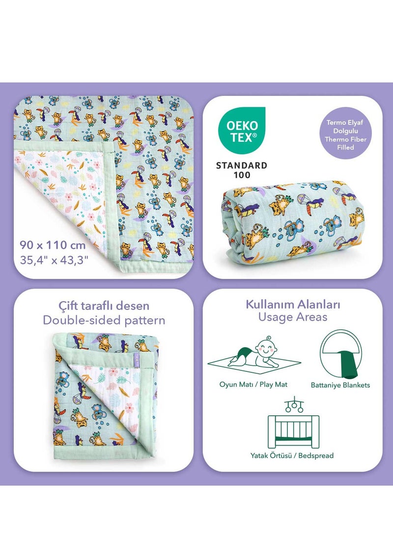 Milk & Moo - Milk&Moo Jungle Friends Baby Swaddle Blanket, Oeko-Tex Certified 100% Cotton, 4-Layer Muslin, Ultra-Soft and Lightweight for Toddlers - Image 1