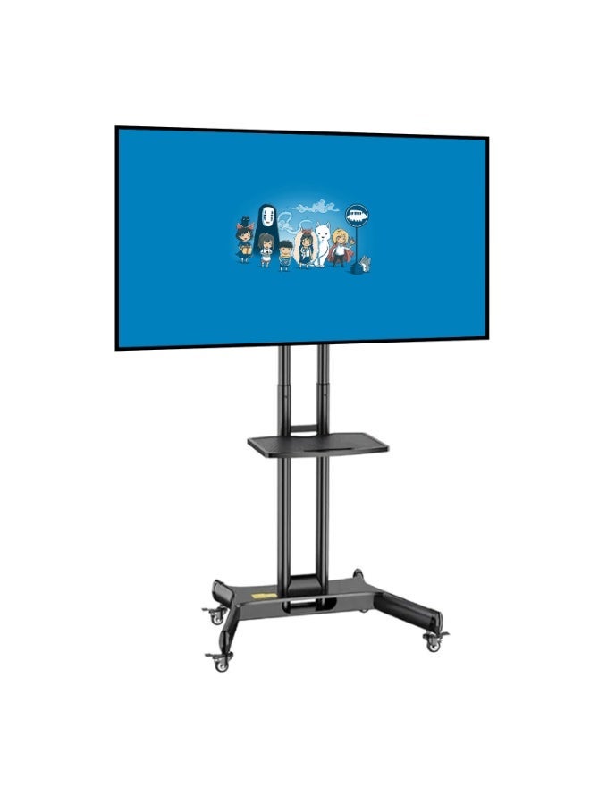 KALOC Mobile TV Cart for 32"-65" TVs up to 50 kg/110 lbs with VESA up to 600x400mm, 90° Rotation for Portrait and Landscape Modes, Includes Equipment Shelf, Lockable Wheels for Easy Mobility - TF-L65-X - Image 1