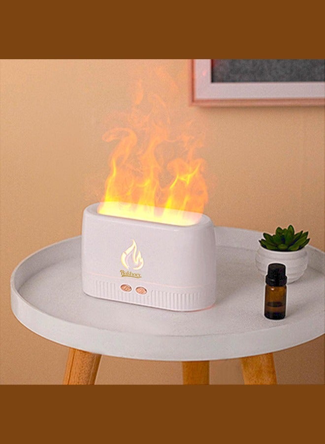 Bakhory Essential Oil Diffuser with Multi Flame Effect, Ultrasonic Aromatherapy Humidifier, Ultra-Quiet 30dB, Use for Home, Office, Bedroom, Kitchen, PP Material, 200 ml, White - Image 1