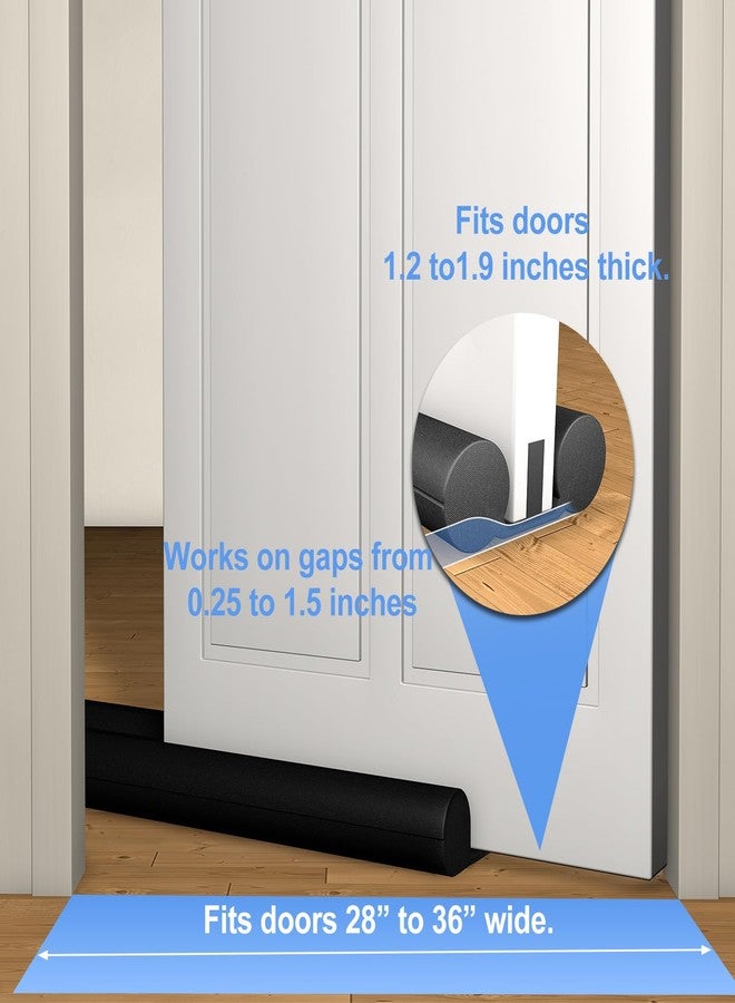 TONINT Large Door Draft Stopper,Under Door Sweep for Bottom of Door,Weather Stripping Door Seal,Noise Stopper,Garage Window Blocker Noise Cold Air Insulation,Draft Guard (Black-1 Pack-Upgrade, 36 inch) - Image 2