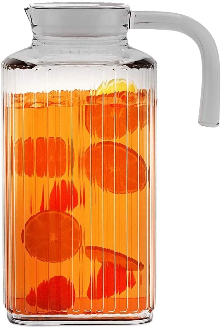 Fridge Pitcher  60 OZ Glass Water Fridge Pitcher with Lid By Home Essentials  Beyond Practical and Easy to use Fridge Pitcher Great for Lemonade Iced Tea Milk Cocktails and more Beverages