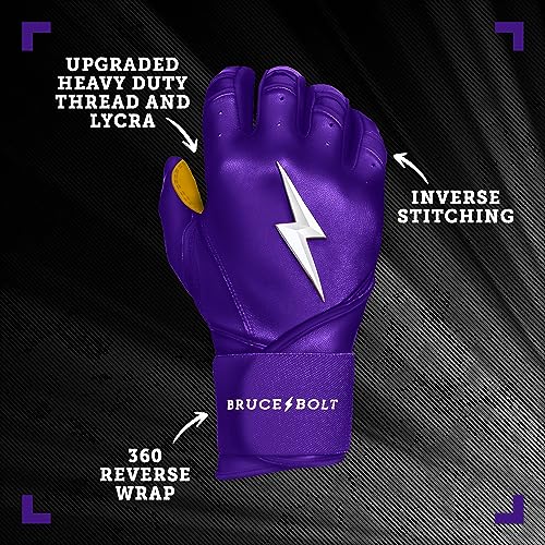 BRUCE BOLT Original Series Long Cuff Purple Batting Glove - Purple Large - Image 2