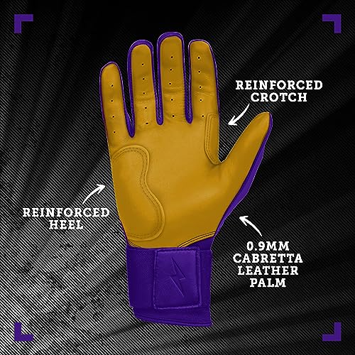 BRUCE BOLT Original Series Long Cuff Purple Batting Glove - Purple Large - Image 3