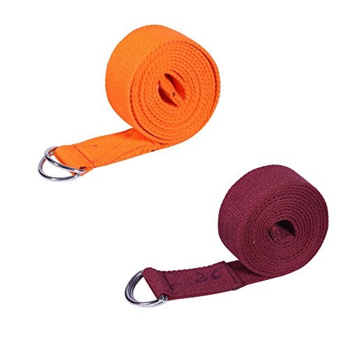 Footmate Yoga Belt for Men and Women Pack Of 2 | Yoga Strap with Extra Safe Adjustable D-Ring Buckle | 8 FT Long Durable and Premium Cotton Stretch Band Use for Yoga, Pilates, Gym, Fitness - Image 2