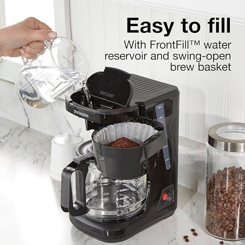 Proctor Silex FrontFill Drip Coffee Maker, Digital & Programmable, 12 Cup Glass Carafe, Black and Silver (43685PS) - Image 2