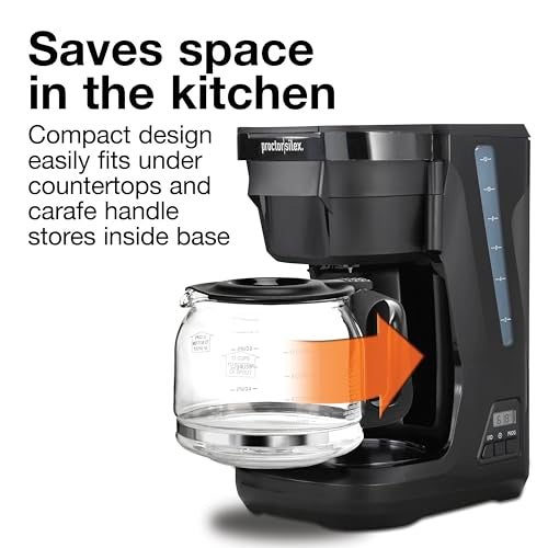 Proctor Silex FrontFill Drip Coffee Maker, Digital & Programmable, 12 Cup Glass Carafe, Black and Silver (43685PS) - Image 3