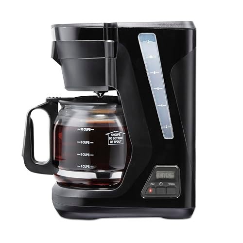 Proctor Silex FrontFill Drip Coffee Maker, Digital & Programmable, 12 Cup Glass Carafe, Black and Silver (43685PS) - Image 1