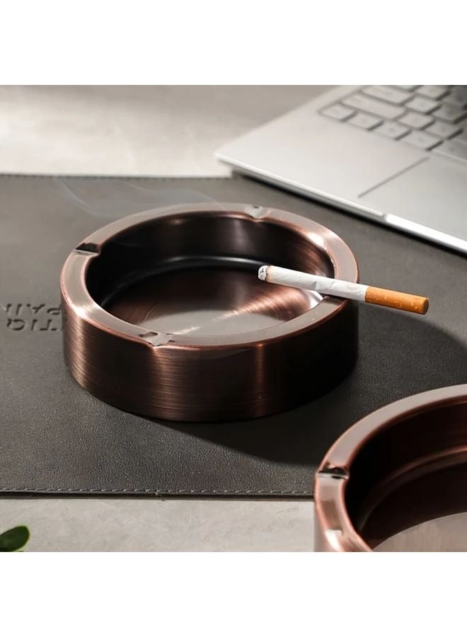 صحن رماد ذهبي من الفولاذ المقاوم للصدأ - تصميم دائري حديث مقاوم للرياح للمنزل والمكتب والبار - Image 5