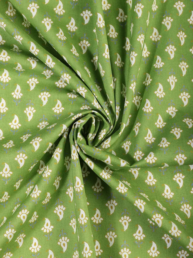 أيه كيه إس Spring Green Block Print Fabric