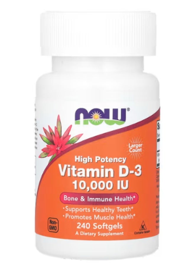 NOW Foods, Vitamin D-3, High Potency, 10,000 IU, 240 Softgels