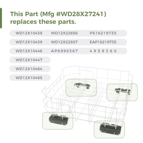 GREALTH 2-Pack WD28X27241 Dishwasher Rack Carrier and Roller Kit Compatible GE Dishwasher Lower Rack Wheels Assembly, Fits L and R Side. Exact Fit Replaces WD12X28078 WD12X10438 WD12X10439 WD12X10446 - Image 3