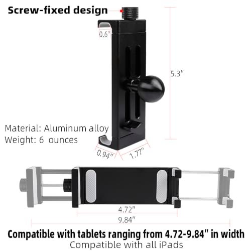 Leenconghui Aluminum Alloy Tablet Holder with 1 Ball Head360 Rotatable Tablet Mount for iPad and Other Devices from 47129 Compatible with RAM Mounts and Other B Size Double Socket Arm - Image 3