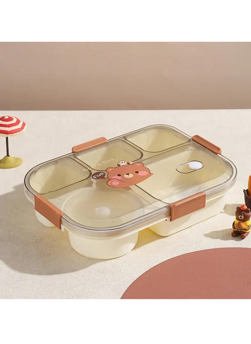 TYCOM Lunch Box for Kid Bento Box Children School Children's Lunch Box with Compartments Leak-proof Lunch Box for Girls and Boys Snack Box Bear Brown.  - Image 5