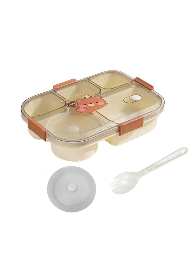 TYCOM Lunch Box for Kid Bento Box Children School Children's Lunch Box with Compartments Leak-proof Lunch Box for Girls and Boys Snack Box Bear Brown.  - Image 1