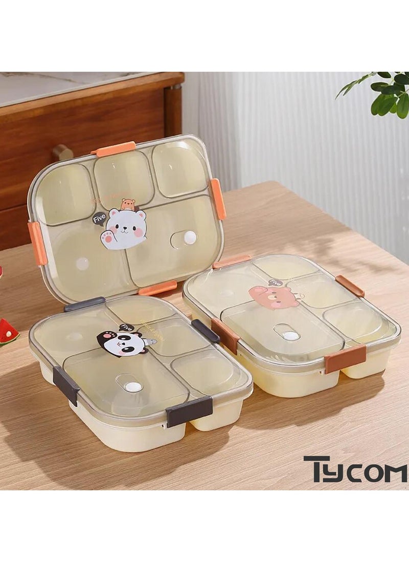 TYCOM Lunch Box for Kid Bento Box Children School Children's Lunch Box with Compartments Leak-proof Lunch Box for Girls and Boys Snack Box Bear Brown.  - Image 3