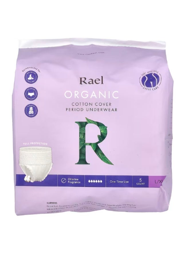Rael, Organic Cotton Cover Period Underwear, L/XL , 5 Count