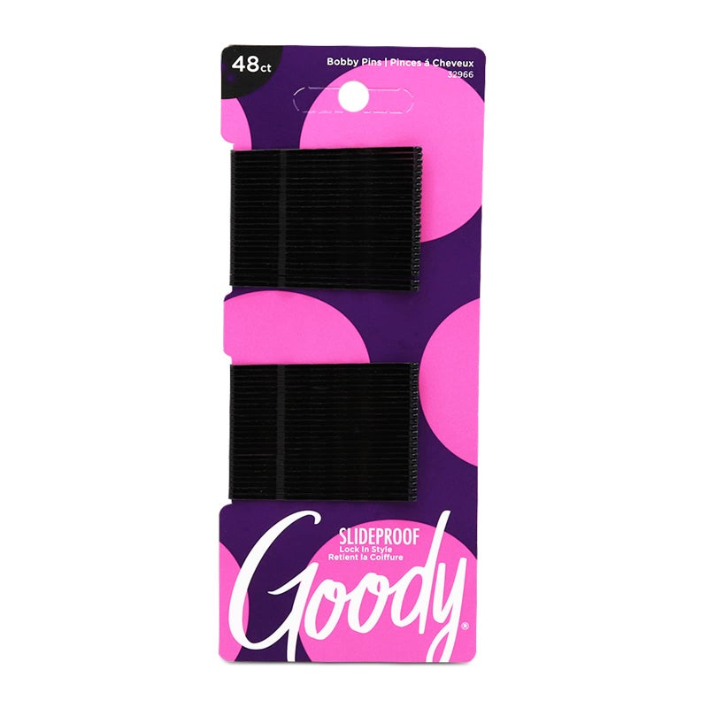 Goody Slideproof Women's Bobby Pin - 48 Count, Crimpled Black - 2 Inch Pain-Free Pins to Style and Secure All Hair Types - Image 1