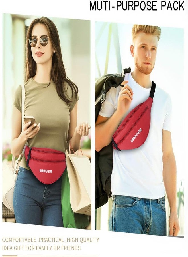 World Star Polyester Waist Pack Travel Handy Hiking Zip Pouch Document Money Phone Belt Sport Bag for Men and Women and Adult | Red | worldstar Bold red Waist Bag - Image 5
