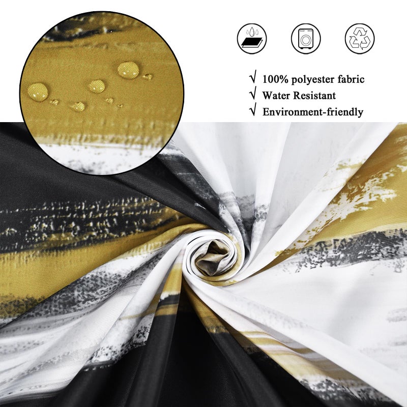 Caheansi Black and White Shower Curtain, Black White Gold Brush Strokes Graffiti Oil Painting Modern Art Abstract Bathroom Curtain Waterproof Fabric Machine Washable with Hooks, 72" Wx72 L - Image 4