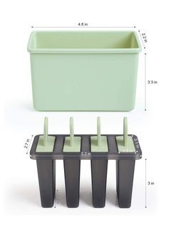KASTWAVE Popsicle Molds Sets 8 Ice Pop Makers Reusable Cream Mold Dishwasher Safe Durable DIY Popsicles Tray Holders with Silicone Funnel Cleaning Brush Kitchen Supplies Beige and Green  - Image 2