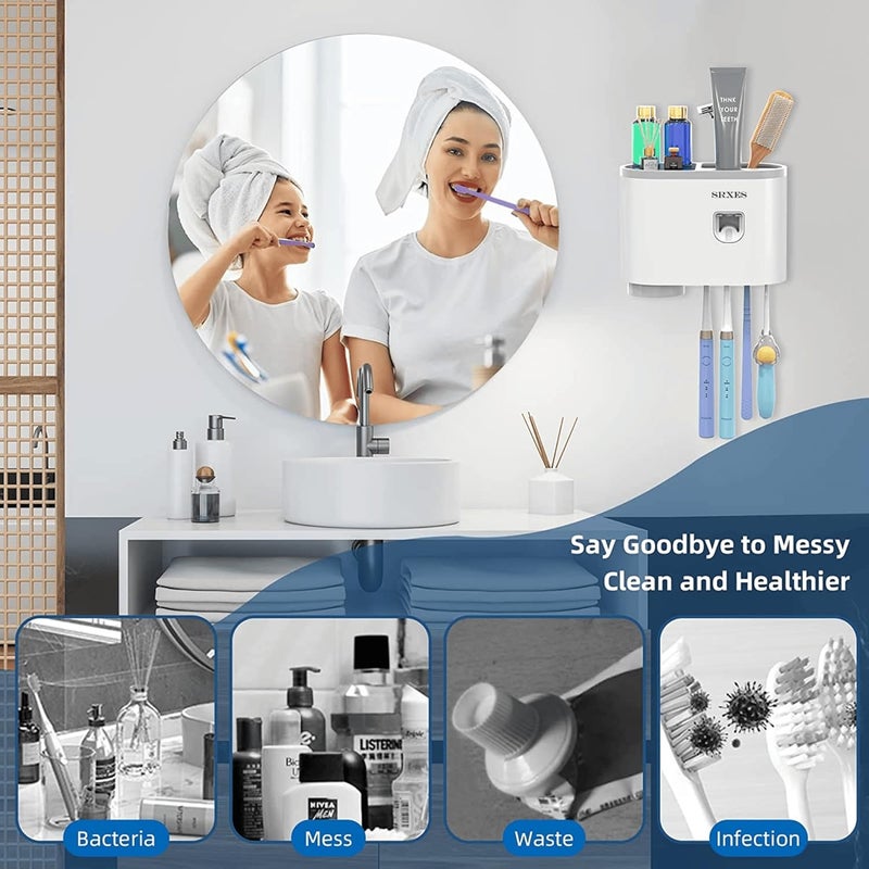 SRXES Toothbrush Holders for Bathroom, Toothbrush Holder Wall Mounted, Toothpaste Dispenser, Brush Holder for Bathroom Wall (1 Cup, White) Acrylonitrile Butadiene Styrene (ABS) - Image 3