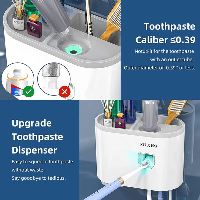 SRXES Toothbrush Holders for Bathroom, Toothbrush Holder Wall Mounted, Toothpaste Dispenser, Brush Holder for Bathroom Wall (1 Cup, White) Acrylonitrile Butadiene Styrene (ABS) - Image 2