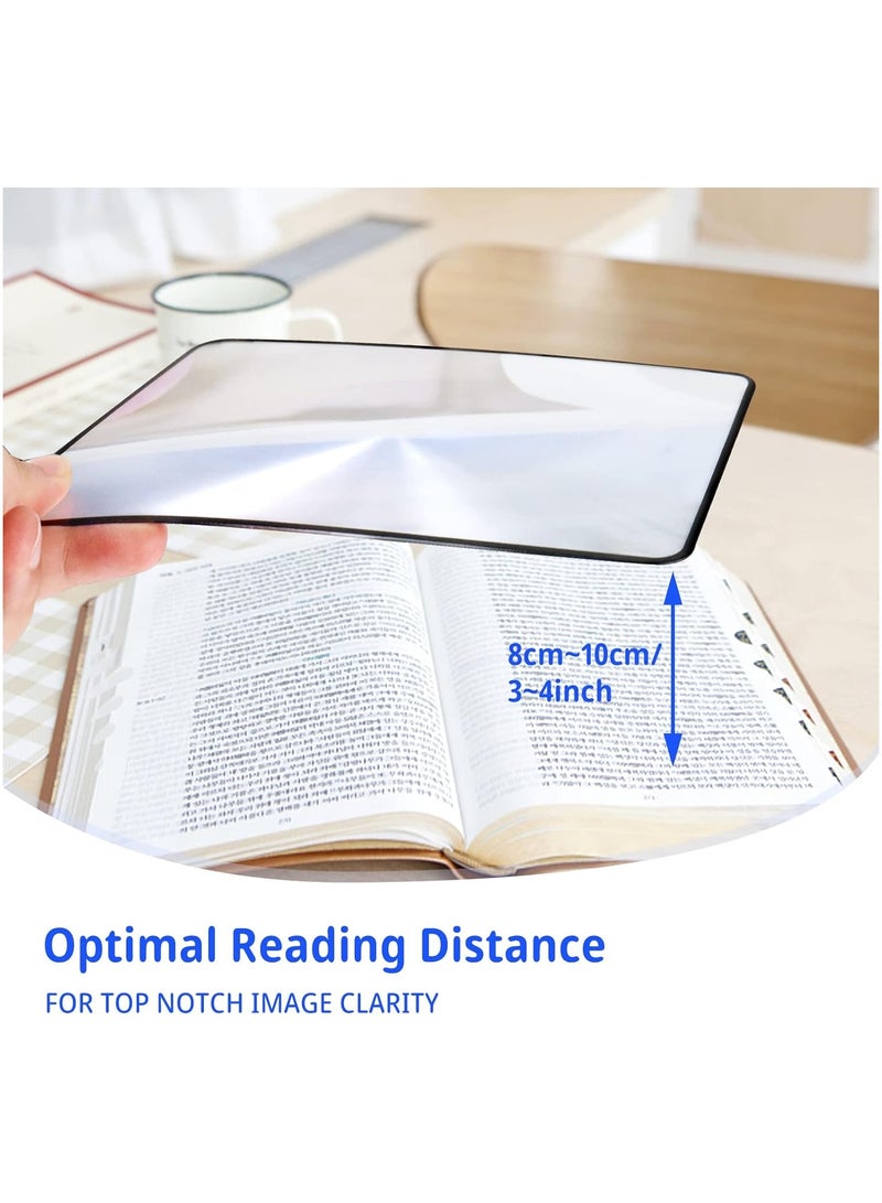 SOLARAE 4Pcs Handheld Page Magnifying, 3X Lightweight Flat Optical Plastic Fresnel Lens, Flat Magnifier for The Elderly and People with Low Vision Reading Small Prints, Maps and Books - Image 5