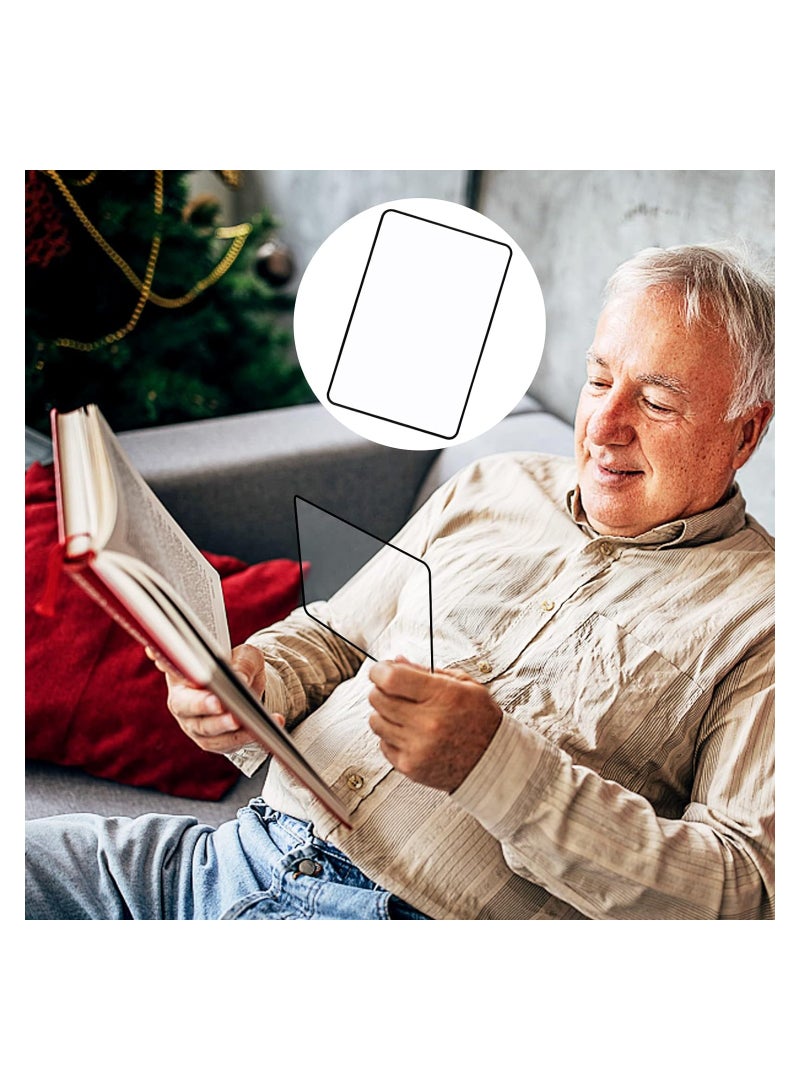 SOLARAE 4Pcs Handheld Page Magnifying, 3X Lightweight Flat Optical Plastic Fresnel Lens, Flat Magnifier for The Elderly and People with Low Vision Reading Small Prints, Maps and Books - Image 2
