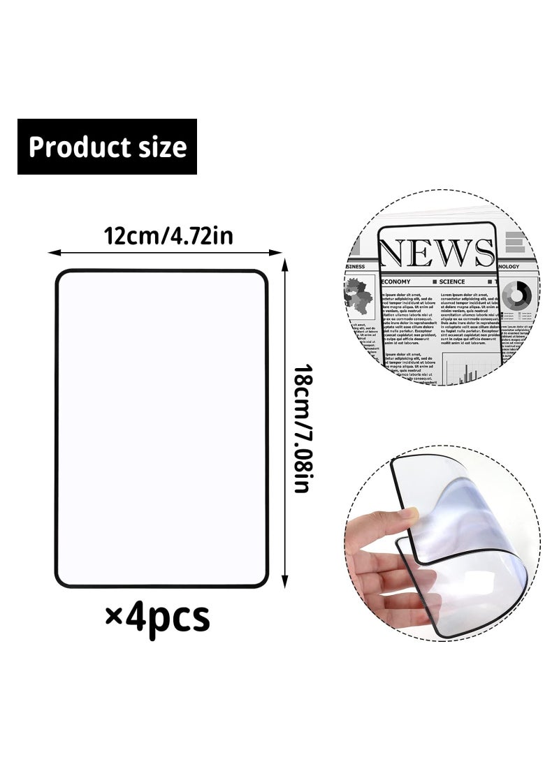 SOLARAE 4Pcs Handheld Page Magnifying, 3X Lightweight Flat Optical Plastic Fresnel Lens, Flat Magnifier for The Elderly and People with Low Vision Reading Small Prints, Maps and Books - Image 4