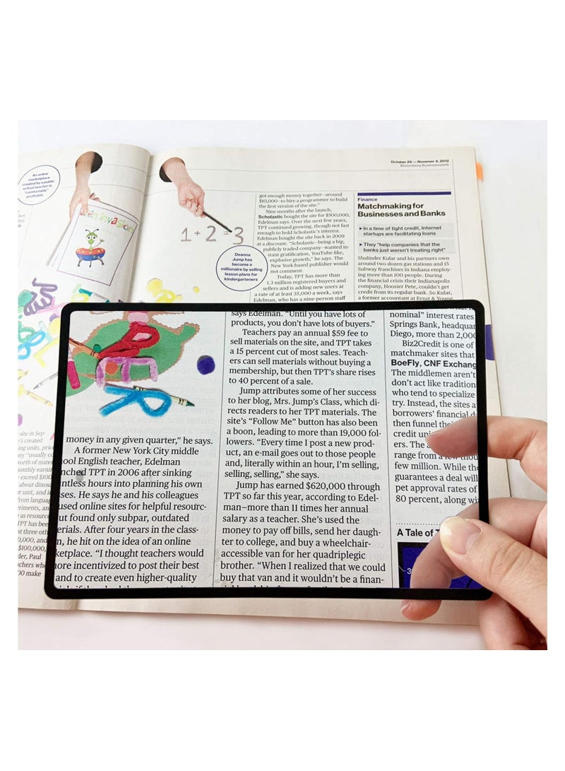 SOLARAE 4Pcs Handheld Page Magnifying, 3X Lightweight Flat Optical Plastic Fresnel Lens, Flat Magnifier for The Elderly and People with Low Vision Reading Small Prints, Maps and Books - Image 3