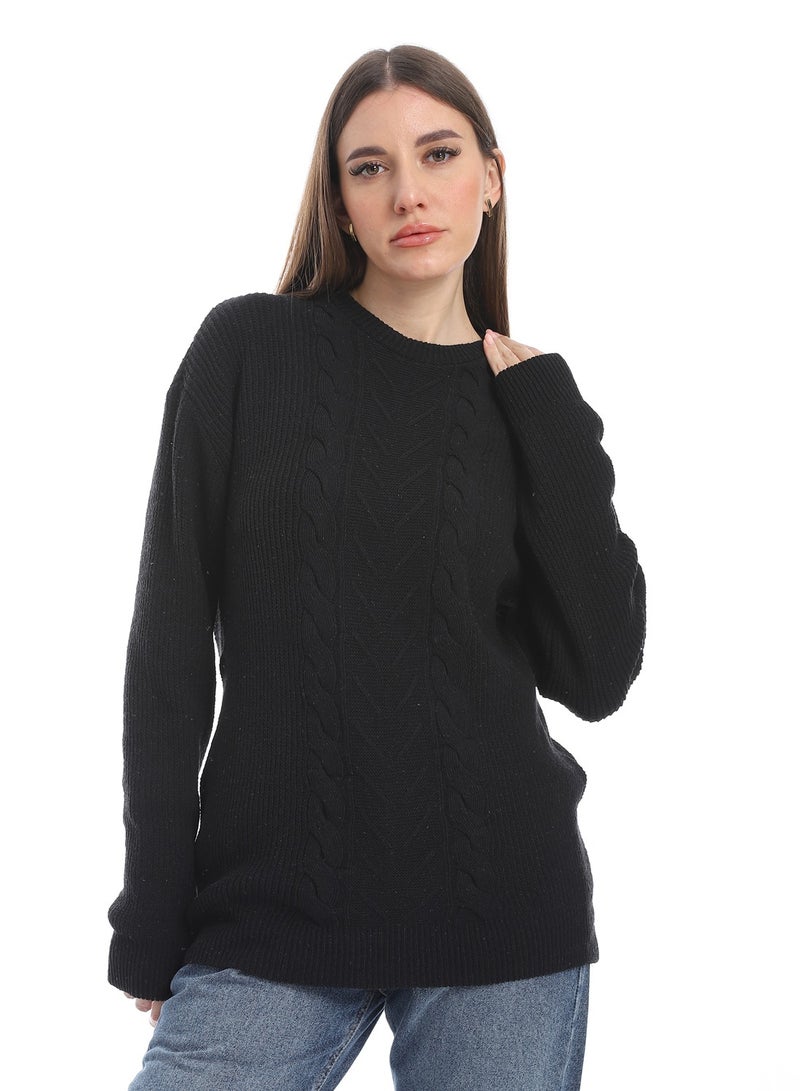 سيزار بلوفر صوف حريمي ساده برقبه دائرية وتصميمات متعددة - Image 1