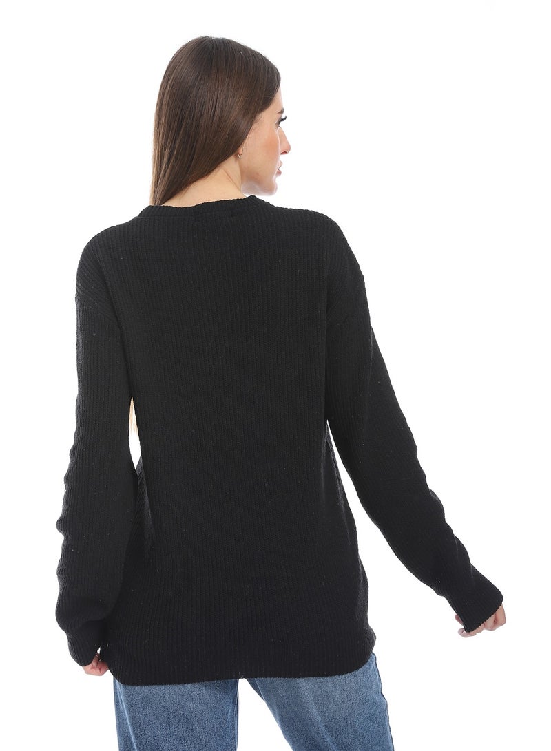 سيزار بلوفر صوف حريمي ساده برقبه دائرية وتصميمات متعددة - Image 5