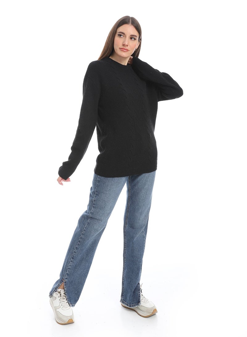 سيزار بلوفر صوف حريمي ساده برقبه دائرية وتصميمات متعددة - Image 2