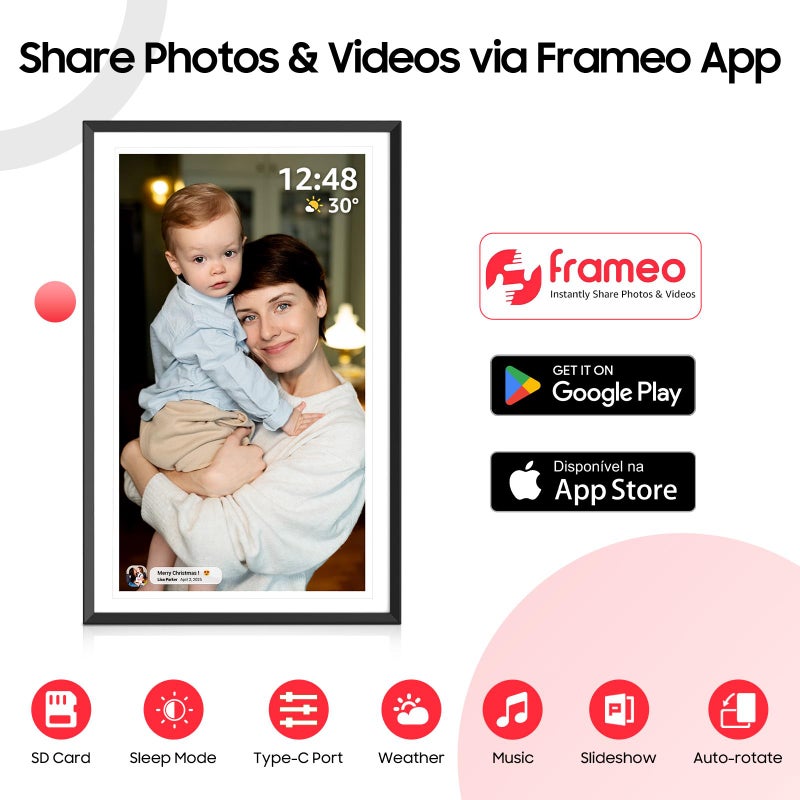 ApoloSign Digital Picture Frame 15.6 inch, WiFi Digital Photo Frame with 32GB Storage, 1920x1080 FHD IPS Touch Screen, Auto-Rotate, Easy Setup to Share Photos or Videos Instantly via Frameo App - Image 3