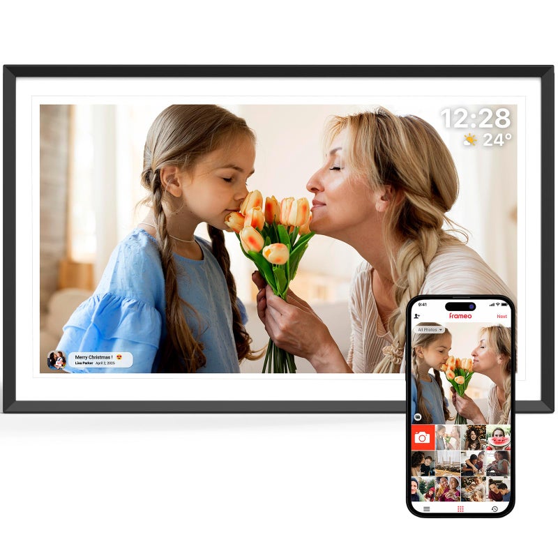 ApoloSign Digital Picture Frame 15.6 inch, WiFi Digital Photo Frame with 32GB Storage, 1920x1080 FHD IPS Touch Screen, Auto-Rotate, Easy Setup to Share Photos or Videos Instantly via Frameo App - Image 1