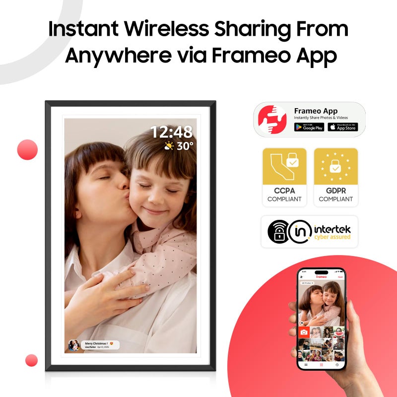 ApoloSign Digital Picture Frame 15.6 inch, WiFi Digital Photo Frame with 32GB Storage, 1920x1080 FHD IPS Touch Screen, Auto-Rotate, Easy Setup to Share Photos or Videos Instantly via Frameo App - Image 2