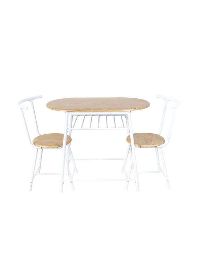 DANUBE HOME Alyaz 1+2 Dining Set - Stylish Sonoma Oak/White Dining Room Furniture, 2-Seater Table & Chairs, Engineered Wood with Metal Legs, Ideal for Small Spaces - Image 2